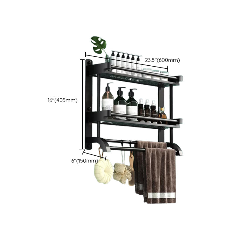 Rynx | Modern Black Bathroom Accessories Stainless Steel Fitting Set Bathroom Shelf