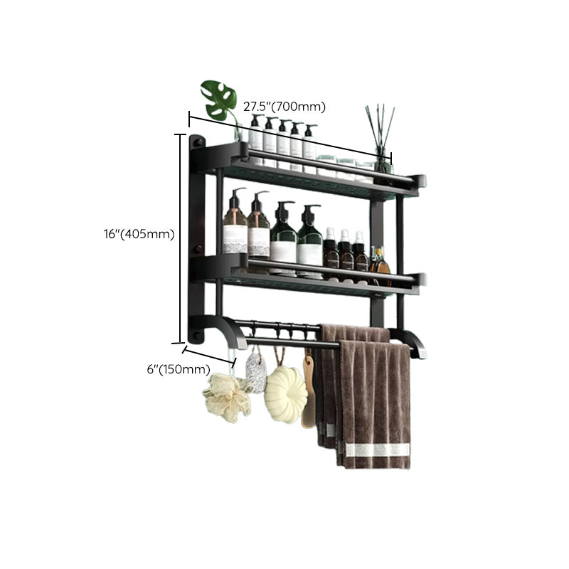 Rynx | Modern Black Bathroom Accessories Stainless Steel Fitting Set Bathroom Shelf