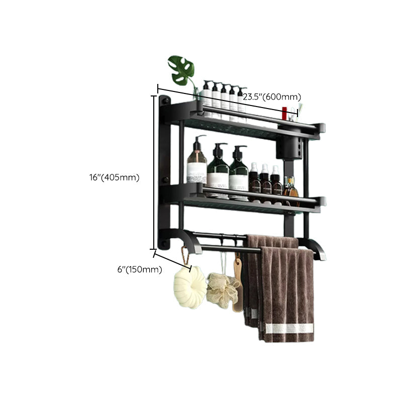 Rynx | Modern Black Bathroom Accessories Stainless Steel Fitting Set Bathroom Shelf