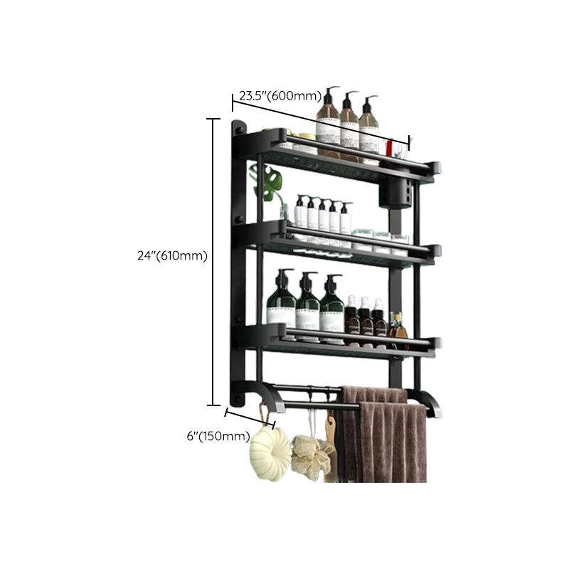 Rynx | Modern Black Bathroom Accessories Stainless Steel Fitting Set Bathroom Shelf
