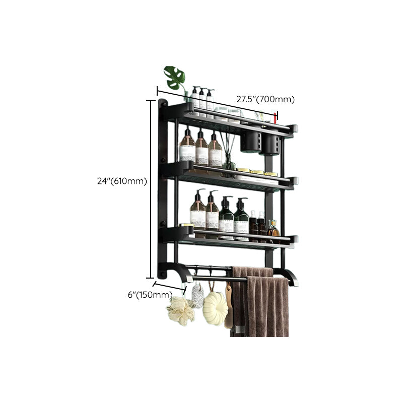 Rynx | Modern Black Bathroom Accessories Stainless Steel Fitting Set Bathroom Shelf