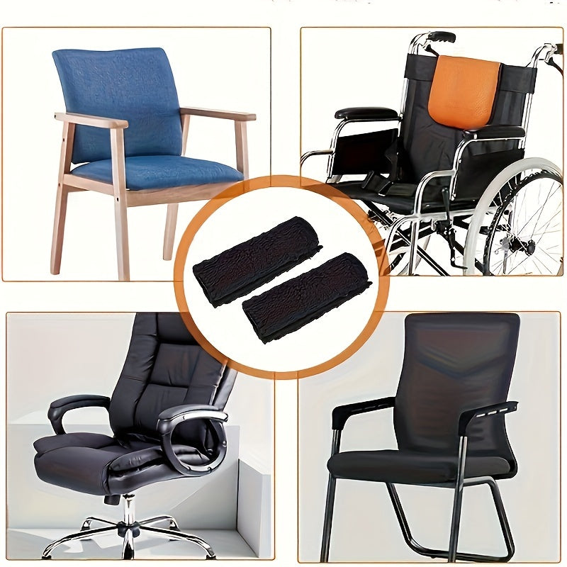 Rynx | 2 Pack Soft Wheelchair Armrest Covers – Non-Slip Protective Pads for Office Chair Arms, Comfort Travel Accessories – Black