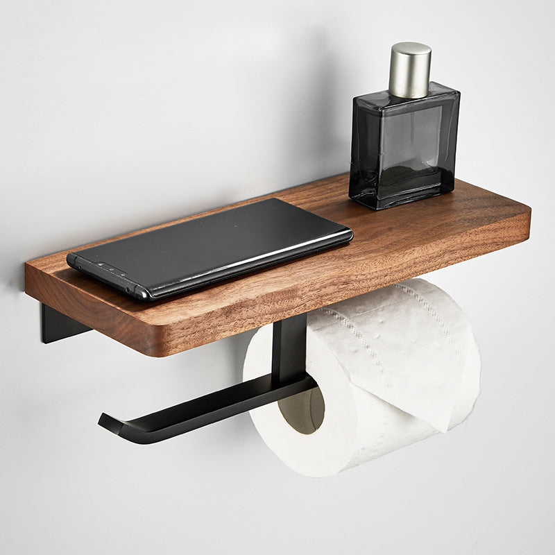 Rynx | Wood and Aluminum Bath Accessory Set Black Bathroom Accessory Kit