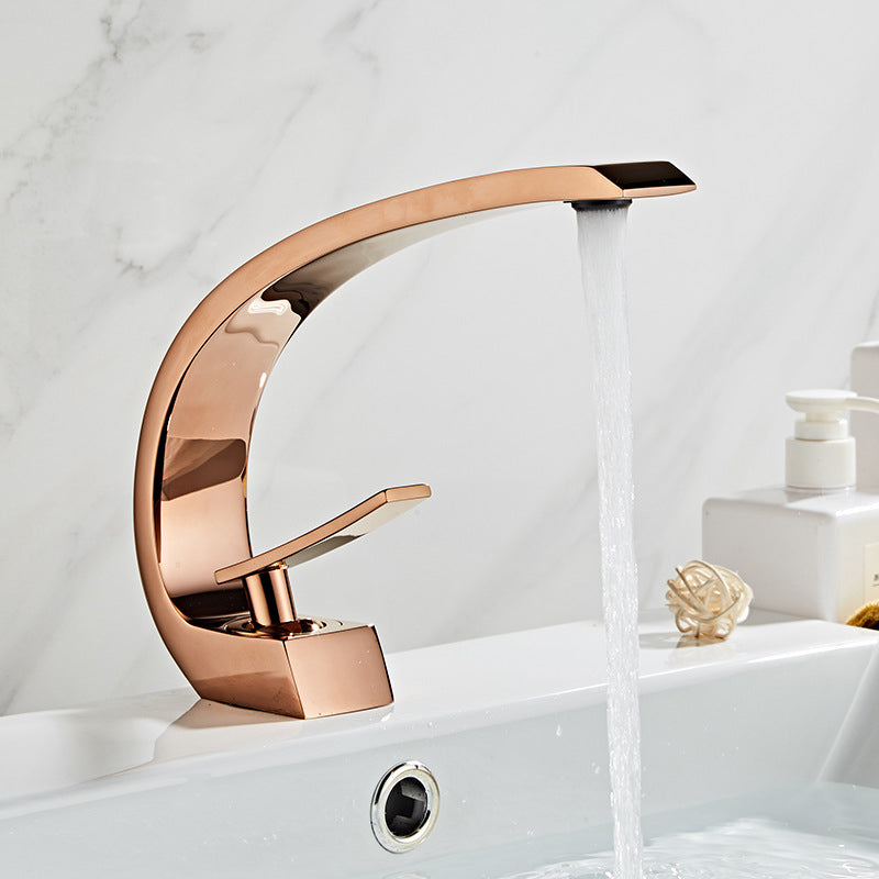 Rynx | 17 cm High Basin Faucet Luxury 1 Hole Basin Faucet Cubic Bathroom Faucet Rose Gold