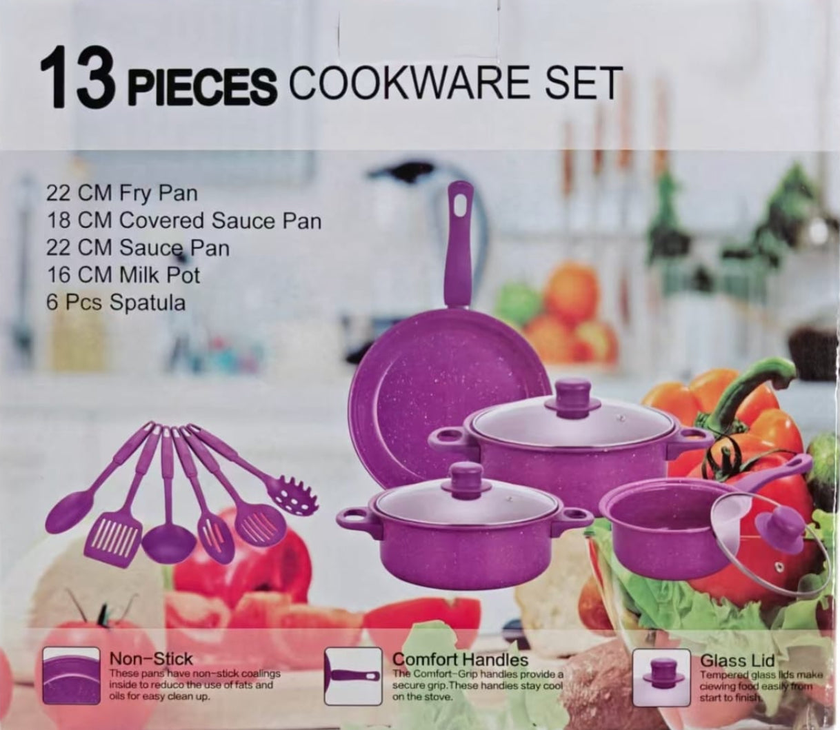 Rynx | MHome Non-stick Cookware 13-piece Various Color Options