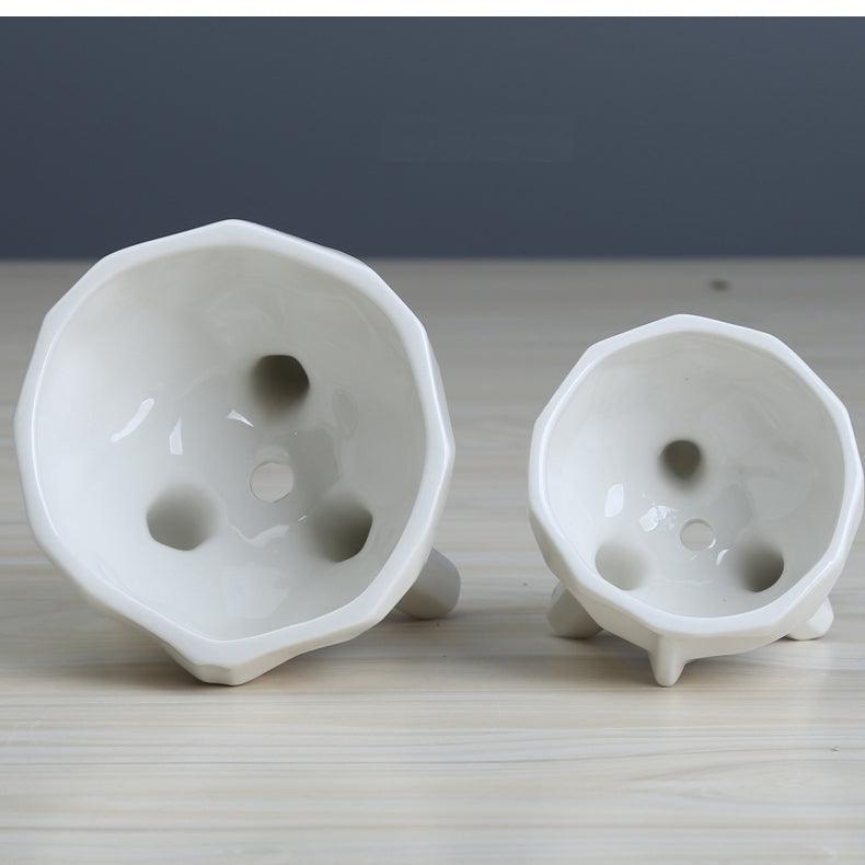 Rynx | FaciaBloom - 2-piece set White Ceramic Face Succulent Pots | Modern Design | Decor for Home & Office