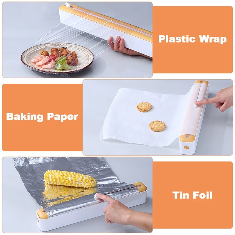 Rynx | Magnetic Kitchen Wrap Dispenser with Cutting Mechanism | Multi-purpose Organizer for Foil, Film & Paper