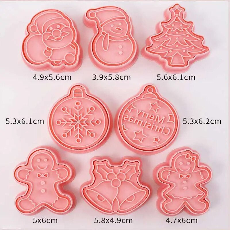 Rynx | 8 Pieces/Set DIY Cake Decoration Tools Christmas Cartoon Cookie Cutter Set Plastic Baking Molds Cookie Tools