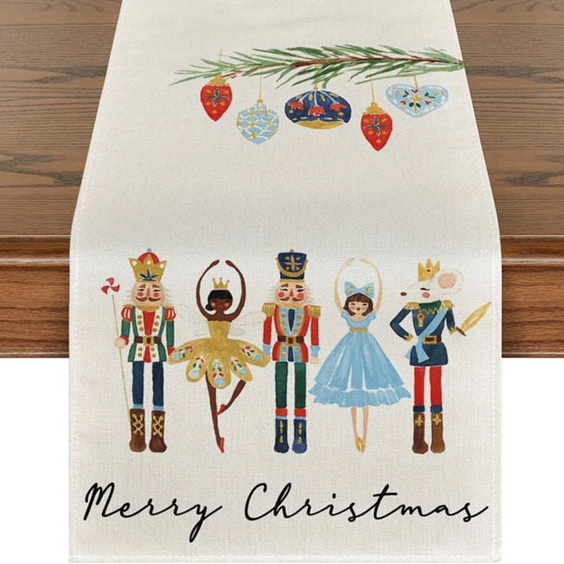Rynx | Linen Christmas Table Runner Snowman Christmas Tree Home Dining Table Cloth Tablecloth 2023 Christmas Noel Christmas Decorations 2024