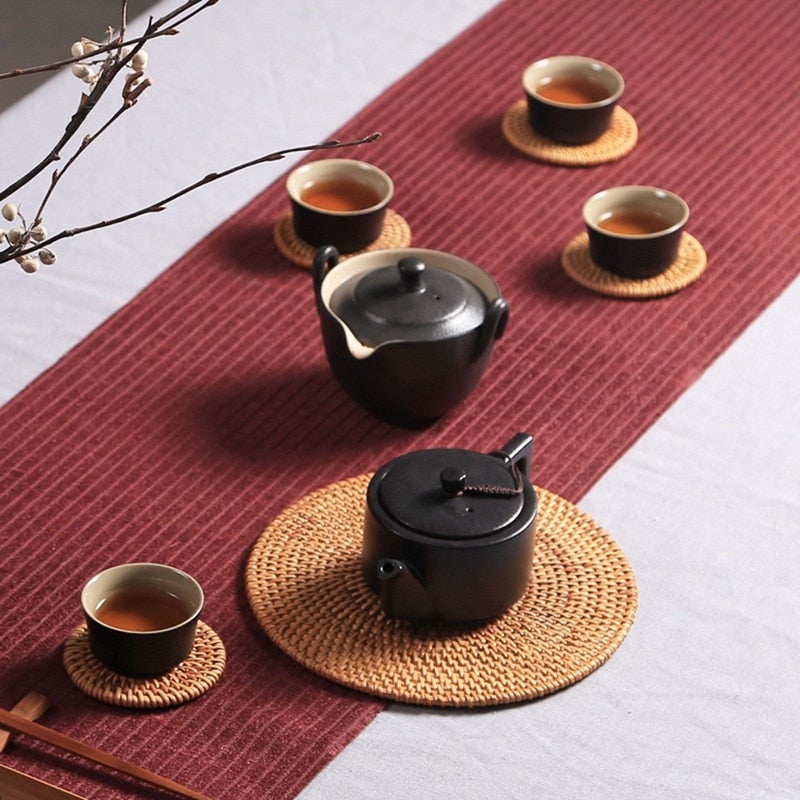 Rynx | 6-Piece Rattan Coaster Set