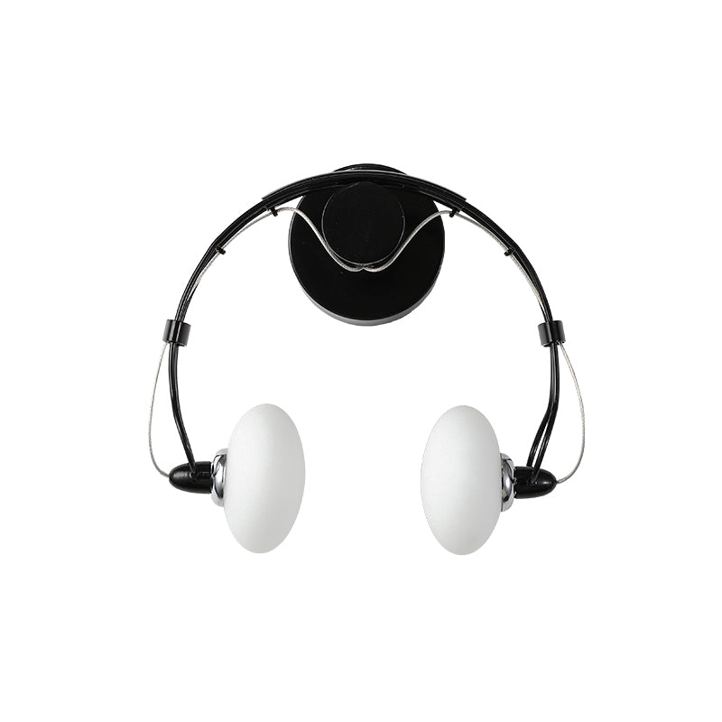 Rynx | Cartoon Headset Shape Wall Lamp Lighting Metal 2-Light Hallway LED Wall Lamp in White/Black
