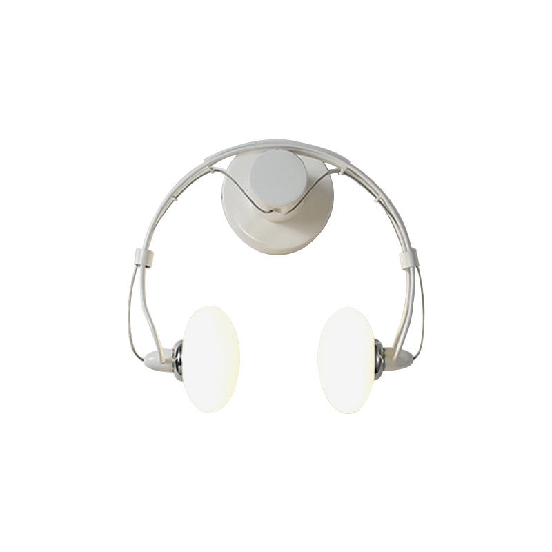 Rynx | Cartoon Headset Shape Wall Lamp Lighting Metal 2-Light Hallway LED Wall Lamp in White/Black