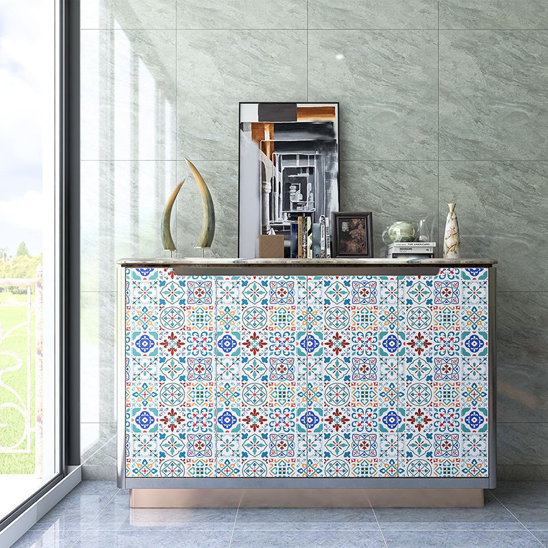 Rynx | Square Print Plastic Peel & Stick Tile Field Tile for Backsplash Wall