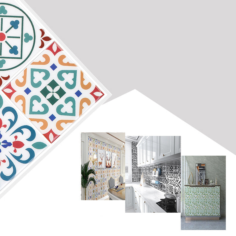 Rynx | Square Print Plastic Peel & Stick Tile Field Tile for Backsplash Wall