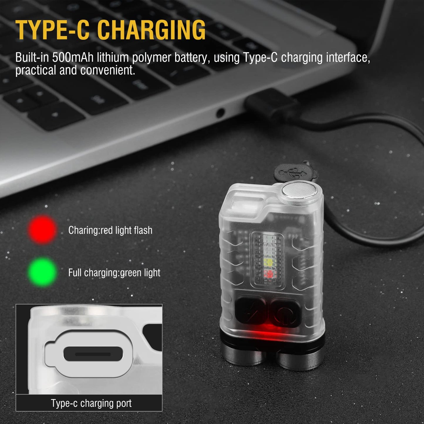 Rynx | Boruit V3 Mini Keychain Flashlight, 900Lm Usb-C Rechargeable, Waterproof, 12 Modes, Stainless Steel