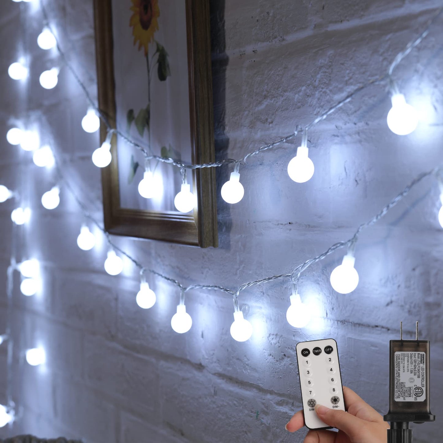Rynx | Minetom 66 Foot 200 LED Globe Ball Light, Fairy Lamps with Remote Control, Waterproof Globe Lights for Indoor Outdoor Party Wedding Christmas Tree Garden Decoration, Cold White