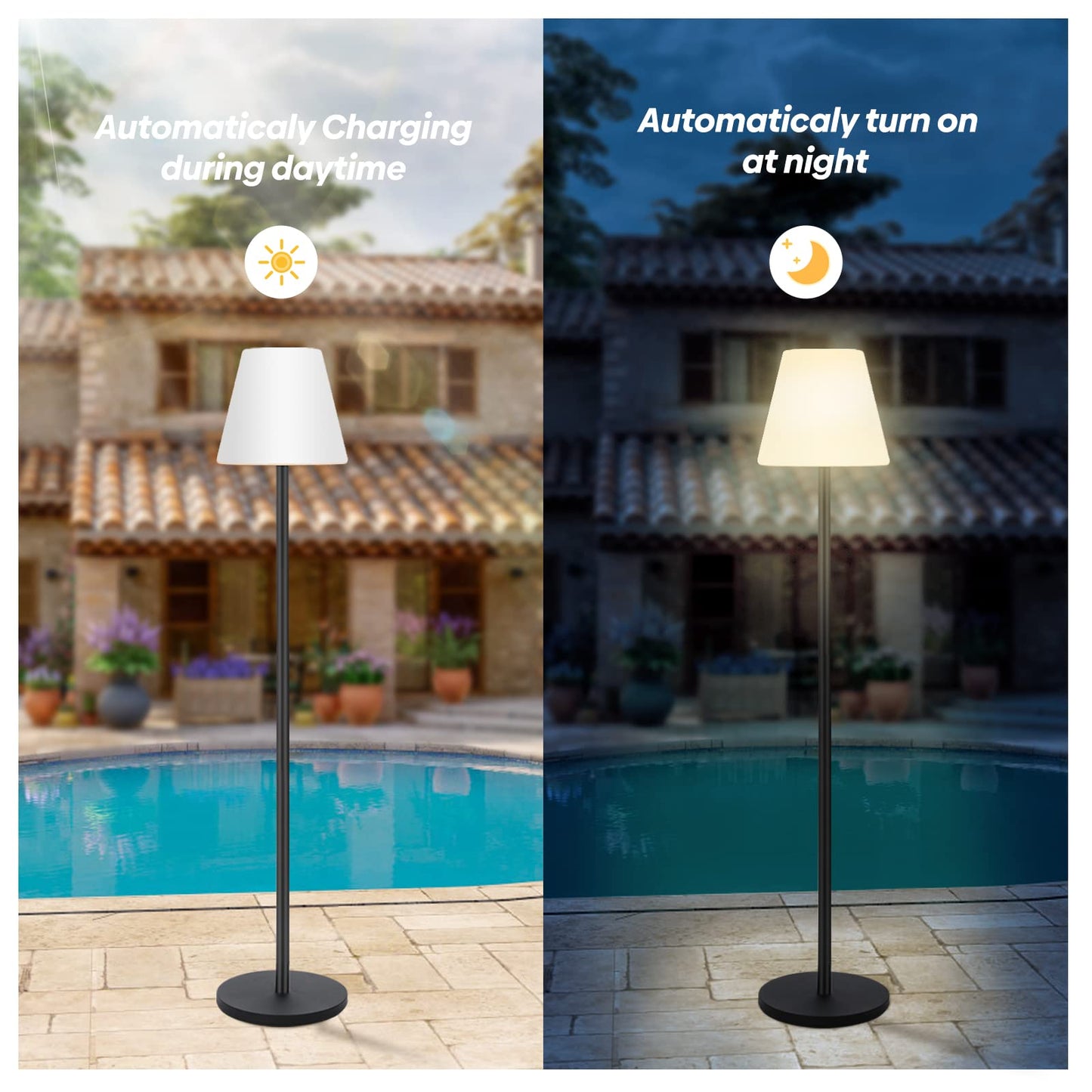 Rynx | Gewiny Solar-Powered Outdoor Floor Lamp - Dimmable LED, Waterproof, Wireless For Patio & Garden