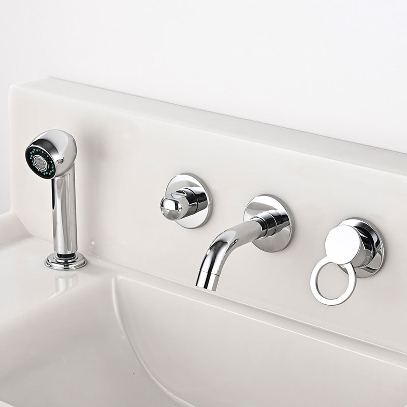Rynx | Wall Mounted Faucet Brass Lever Handle Bathroom Faucet Hand Shower