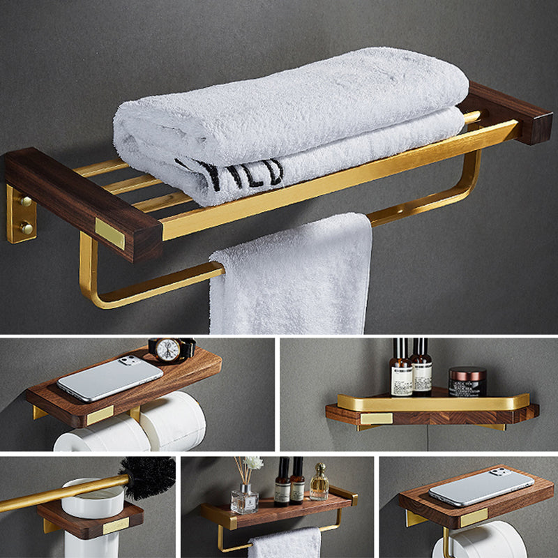 Rynx | 6-piece Walnut Bathroom Accessories Set Metal Gold Bath Hardware Set