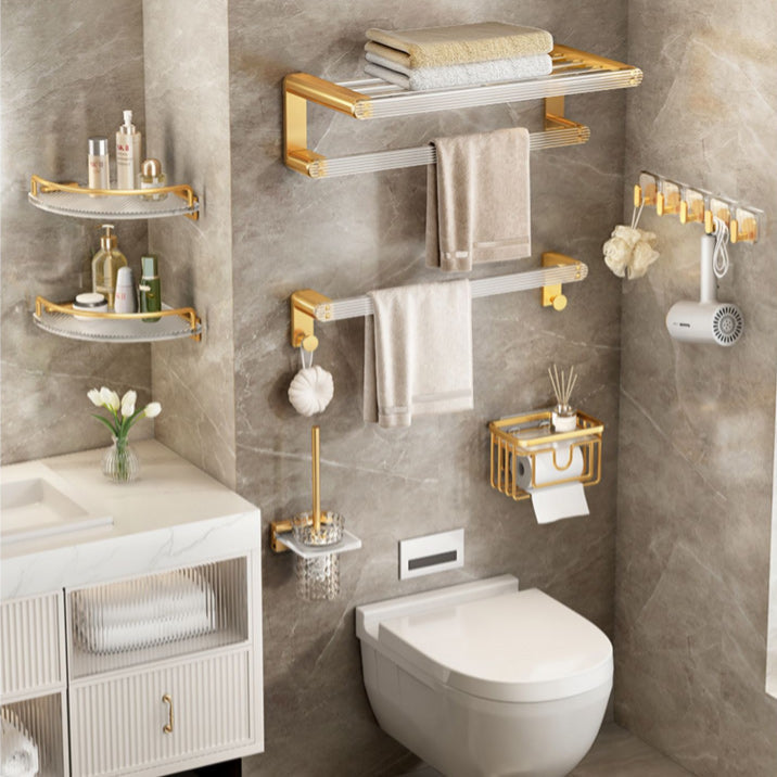 Rynx | Modern Golden Bathroom Accessories Single Piece or in Set with Bathroom Shelf