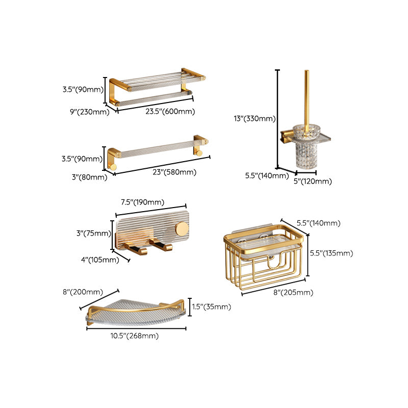 Rynx | Modern Golden Bathroom Accessories Single Piece or in Set with Bathroom Shelf