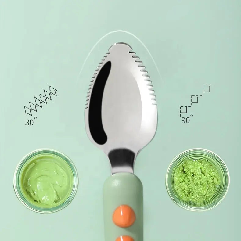 Rynx | Baby spoon with scraper — double-sided fruit preparation tool