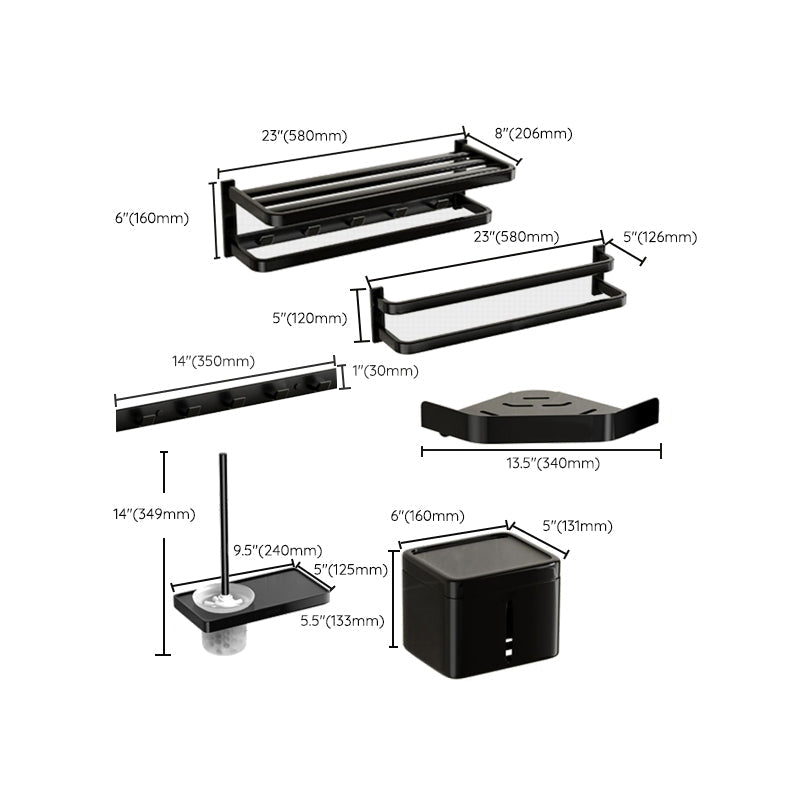 Rynx | Modern Bathroom Set Towel Bar Paper Holder Black Bathroom Accessory Set