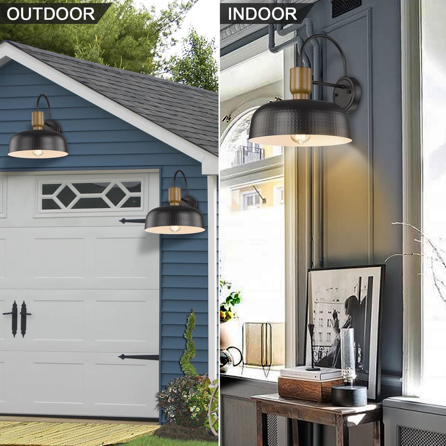 Rynx | Luminzone Gooseneck Barn Light - Black Vintage Wall Lamp, 2 Pack for Outdoor Use