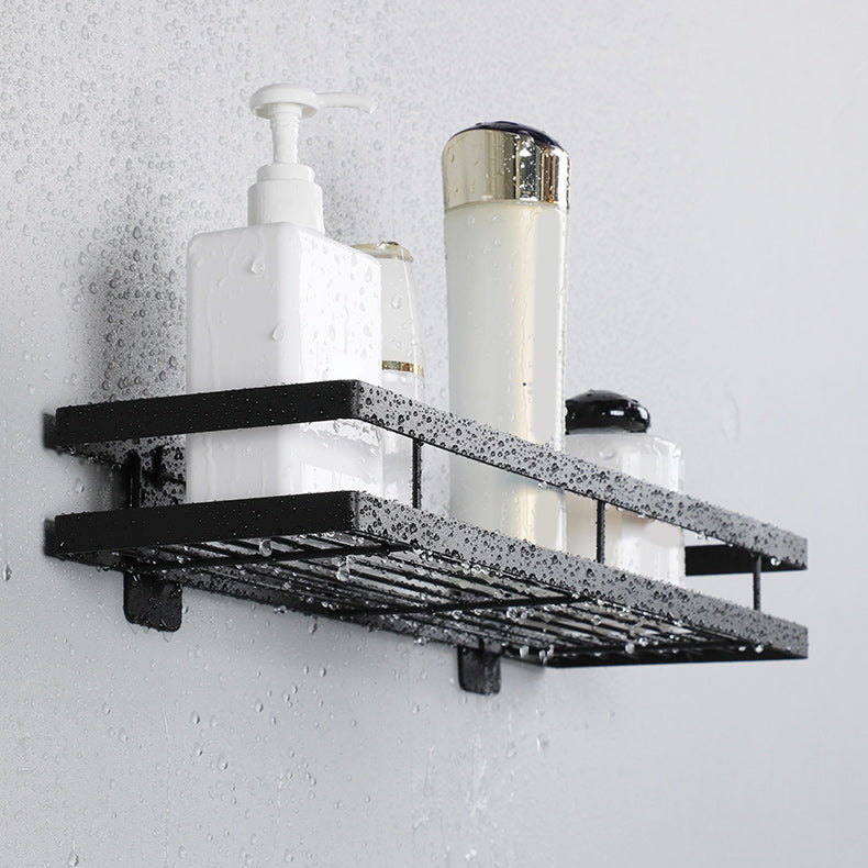 Rynx | 2-piece bathroom shelf made of matte black metal bathroom hardware set
