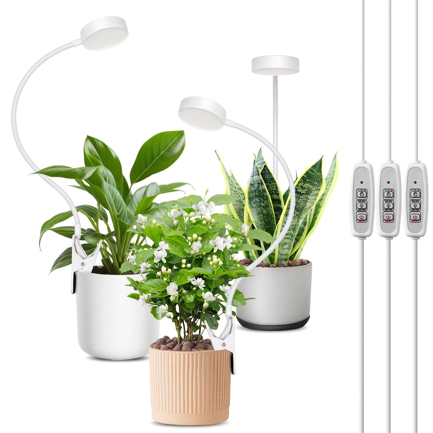 Rynx | Lordem Small Pot Clip Grow Light, Full Spectrum Led Plant Grow Lamp For Indoor Growth, Automatic On/Off Timer 4/8/12H, Plant Light With 4 Dimmable Brightness Levels, Ideal For Small Indoor Plants, 3 Pack
