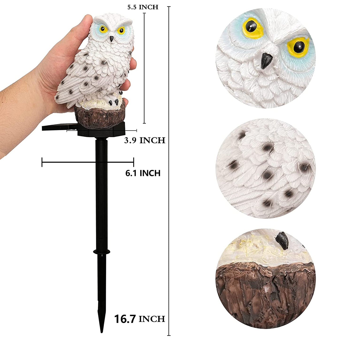 Rynx | Dazzle Bright Owl Solar Led Light 2 Pack - Waterproof Resin Garden Decor For Outdoor Use