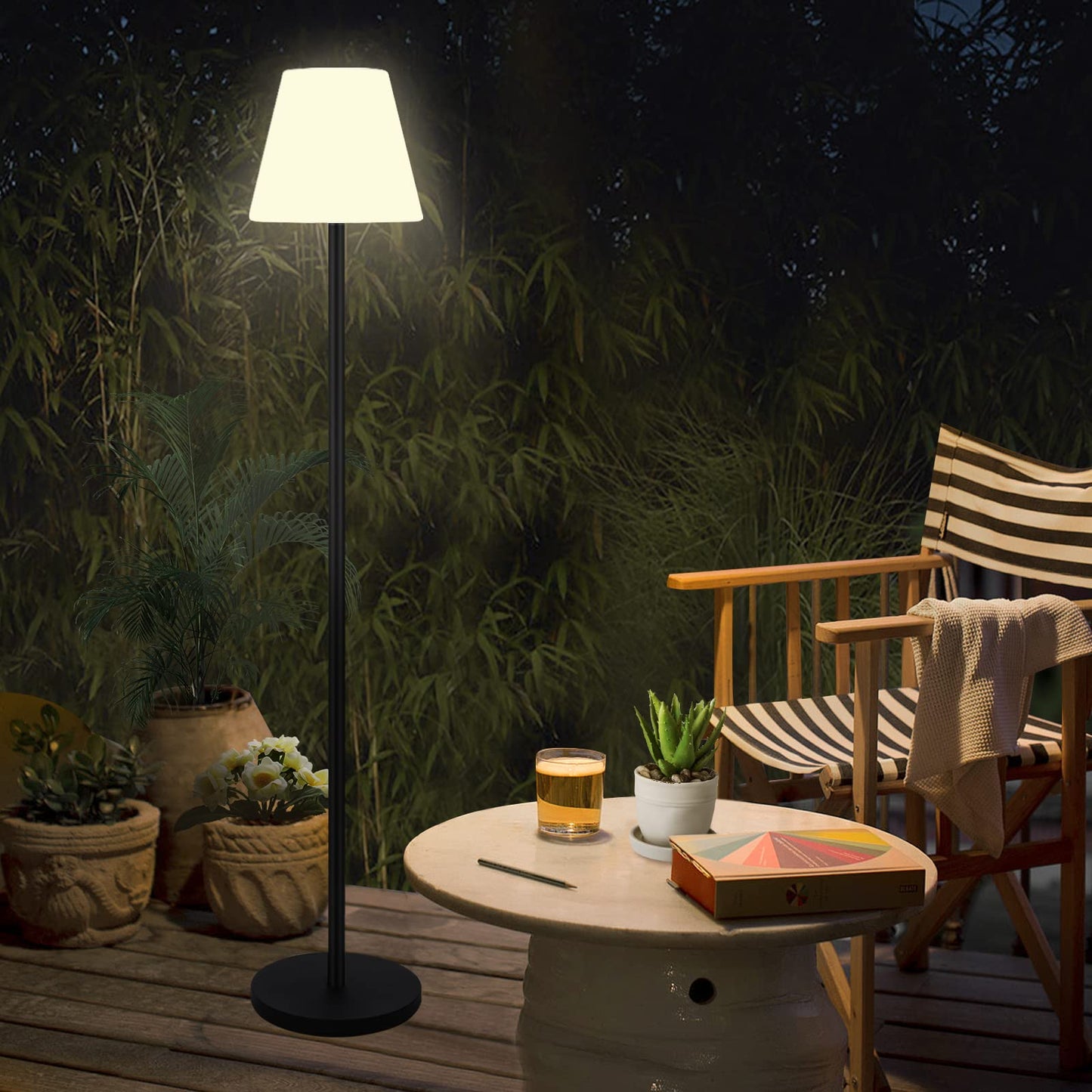 Rynx | Gewiny Solar-Powered Outdoor Floor Lamp - Dimmable LED, Waterproof, Wireless For Patio & Garden