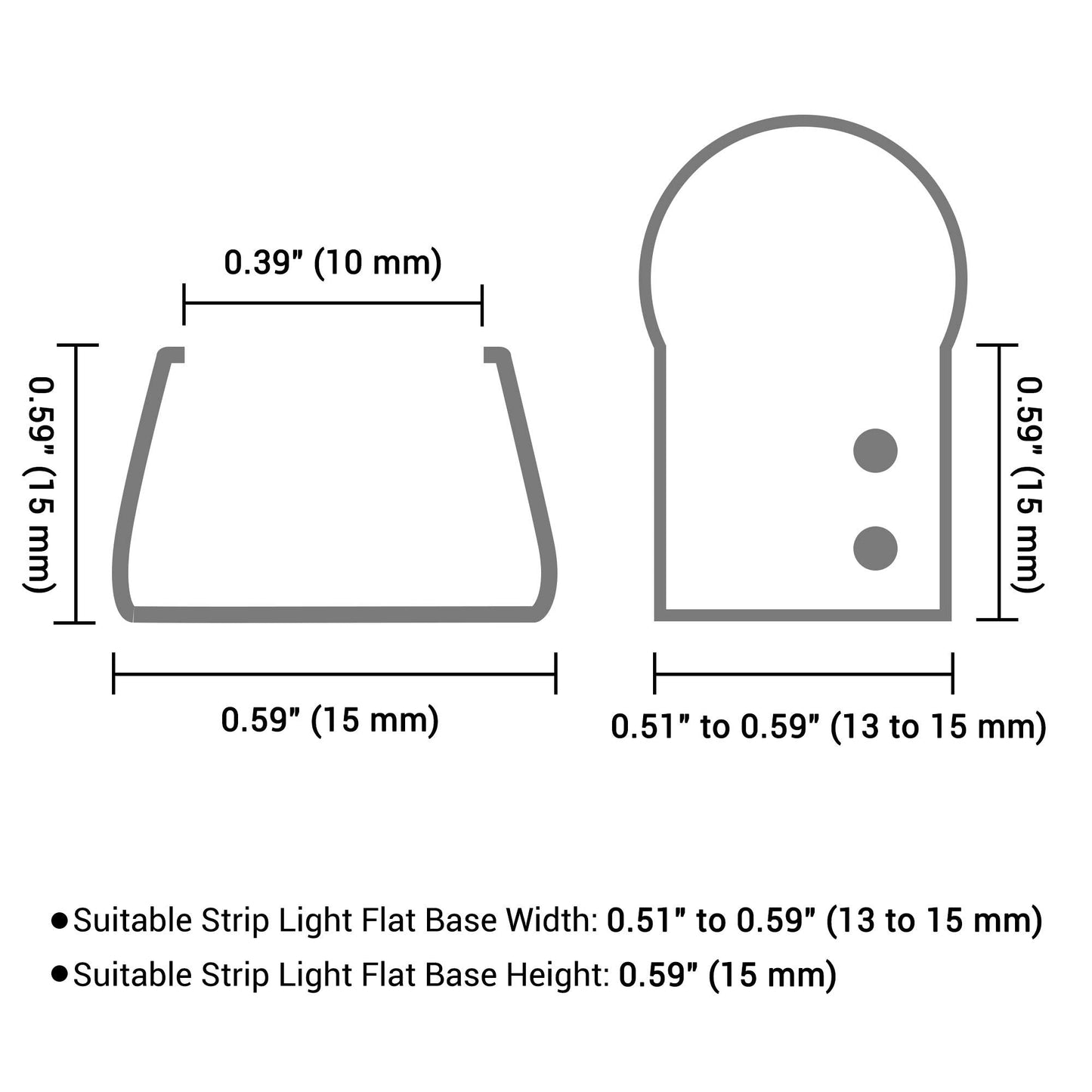 Rynx | Delight 2" Channel Mounting Holder For 9/16" Led Neon Flex Strip Light - 100 Pack
