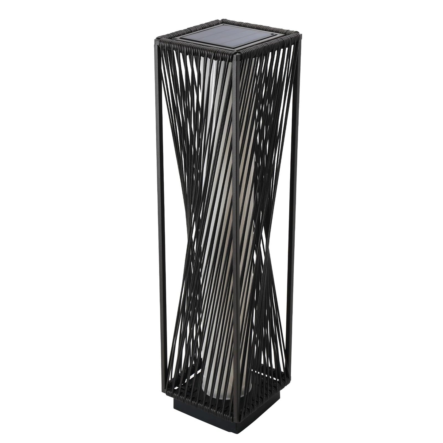 Rynx | Solar Yard Brown Resin Rattan Outdoor Solar Floor Lamp - waterproof light for garden & yard