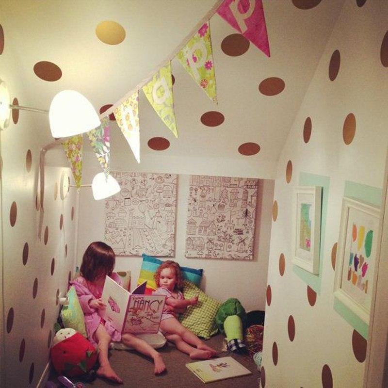 Rynx | Golden Magic Dot Wall Tattoos: Chic Home Decor for Children and Interior Styling