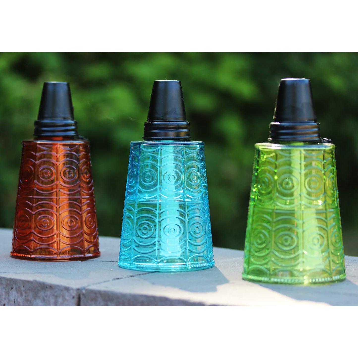 Rynx | Seraphic Citronella Table Lamp Set of 3 - Decorative Glass Lights for Outdoor Patio, Garden