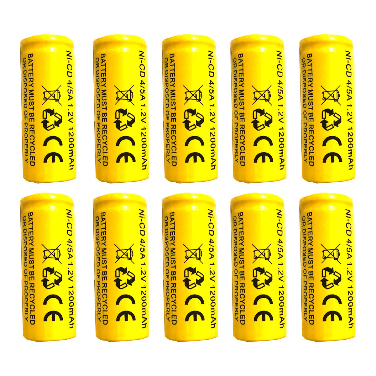 Rynx | (10 Pack) Lithonia Les Eln Lres Eln Lithonia Elb1201N 1.2V 1200Mah Ni-Cd Battery Replacement For Exit Signs Emergency Lighting Elb-1210N Elb-1201N Sanyo Kr-1200Aul Kr1100Ae Kr-1500Aul
