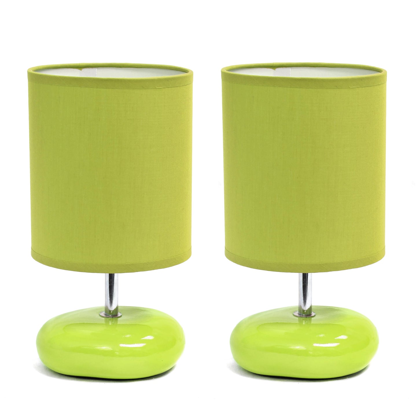 Rynx | Simple design Lt1153-Grn-2Pk Petite Circle Stone Table Lamp 2 Pack Set For Bedroom, Children's Room, Office, Living Room, Children's Room, Reading Corner, Green