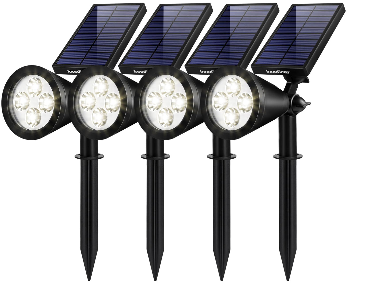 Rynx | Innogear Solar Lights Outdoor, Waterproof Garden Spotlights, Automatic On/Off, Pack of 4, White
