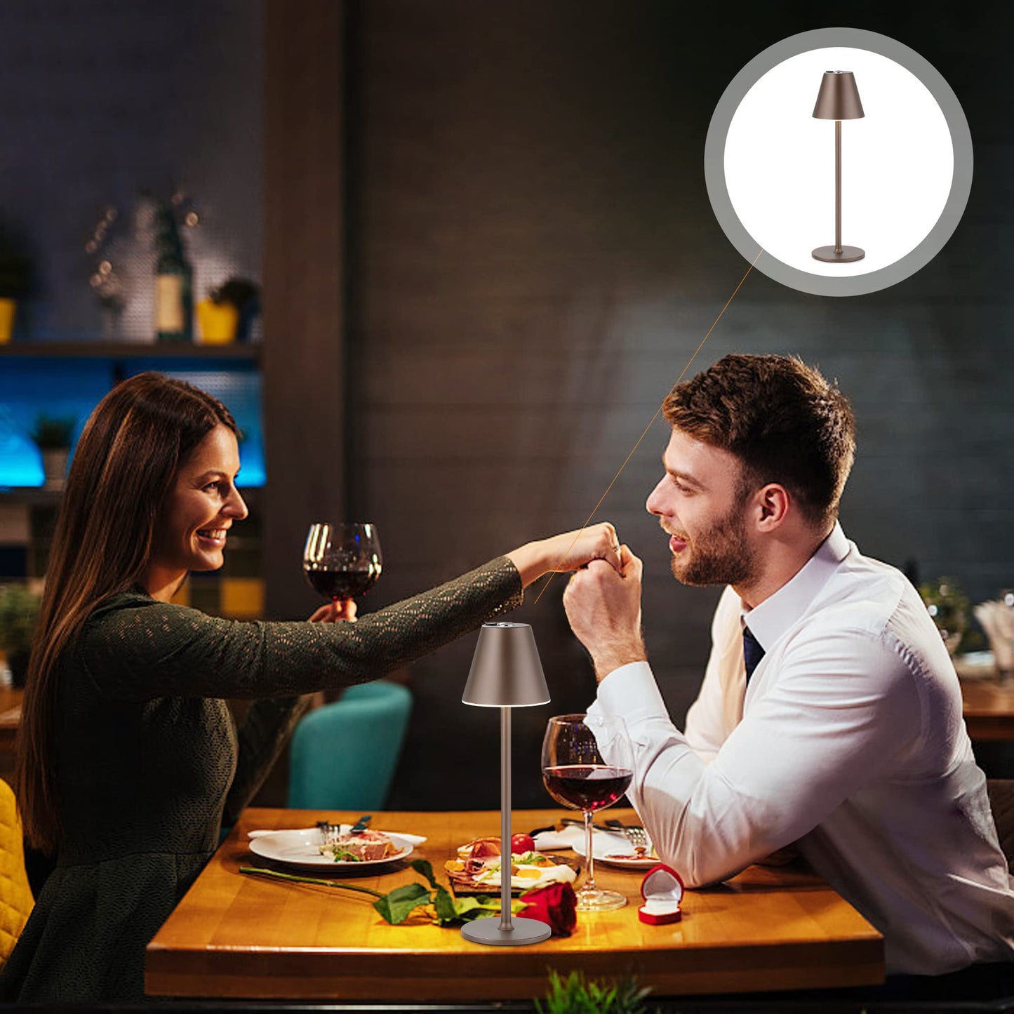 Rynx | Timjorman LED Wireless Table Lamp, 3-Level Brightness, Rechargeable, Metal, Khaki