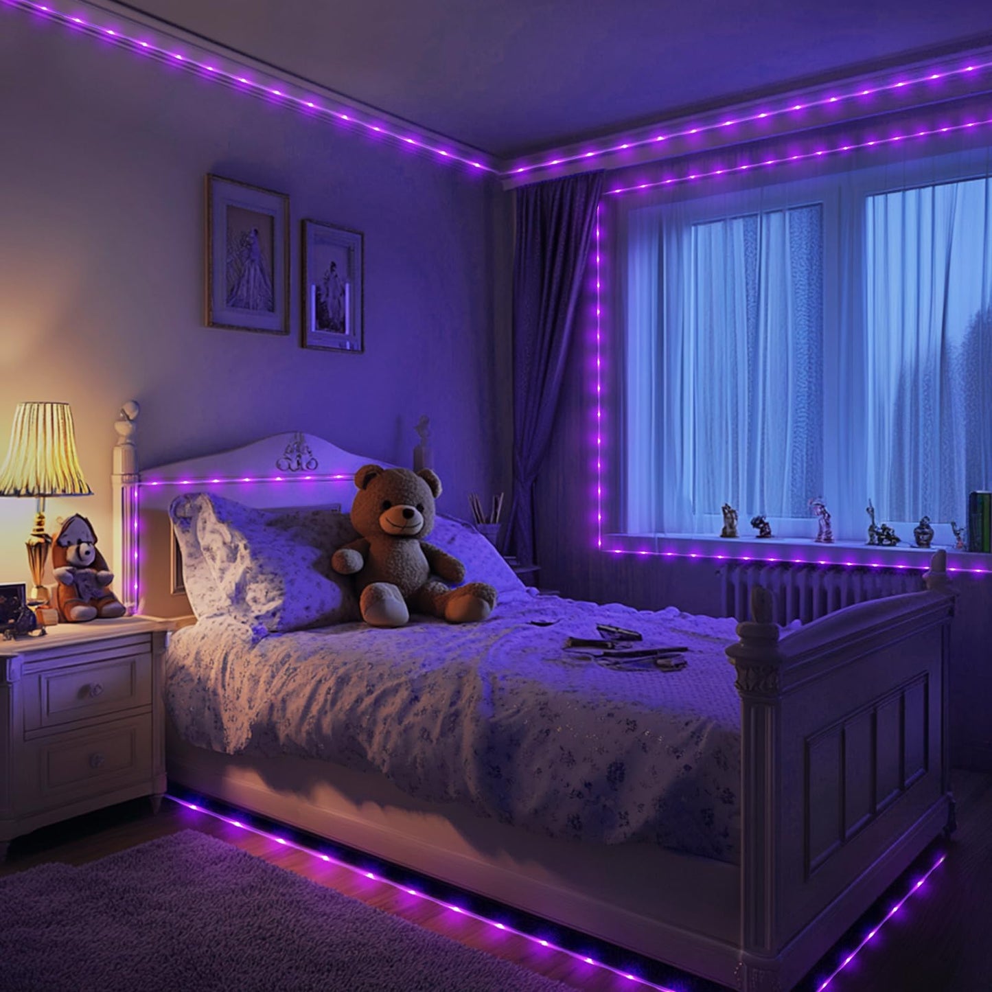 Rynx | Potive 200 LED Purple Christmas Lights - 20 M Battery Operated Waterproof for Outdoor Decoration