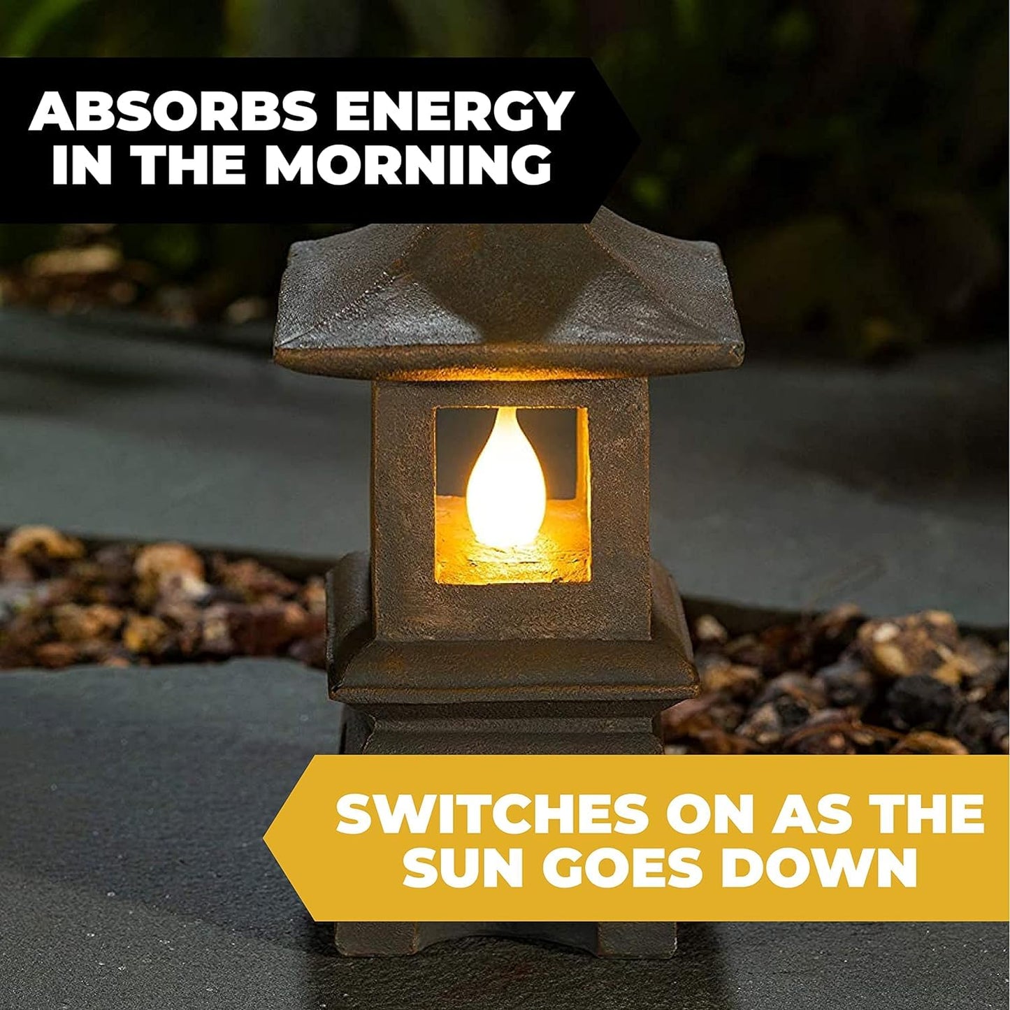 Rynx | Vp Home Solar Powered Pagoda Zen Garden Statue - Led Outdoor Lantern For Terrace, 13"X6"X6"
