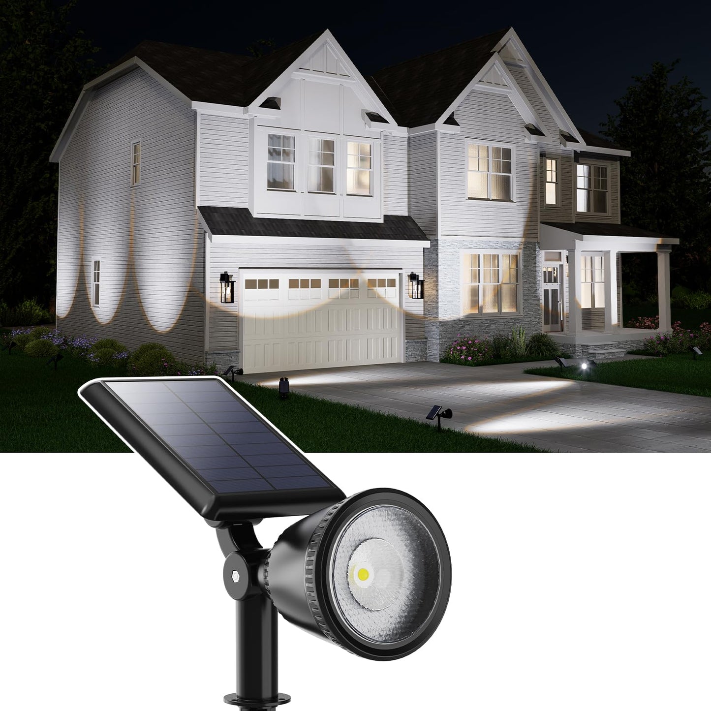 Rynx | Falove Solar-Powered LED Spotlight - Waterproof Uplight For Trees, Lawn, Garden, Cool White