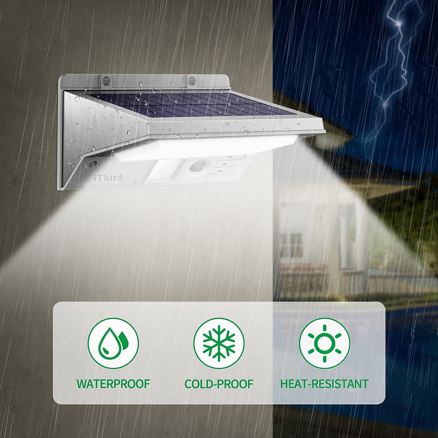 Rynx | Ithird Solar Powered Outdoor Motion Sensor Light, Waterproof Stainless Steel, 2 Pack