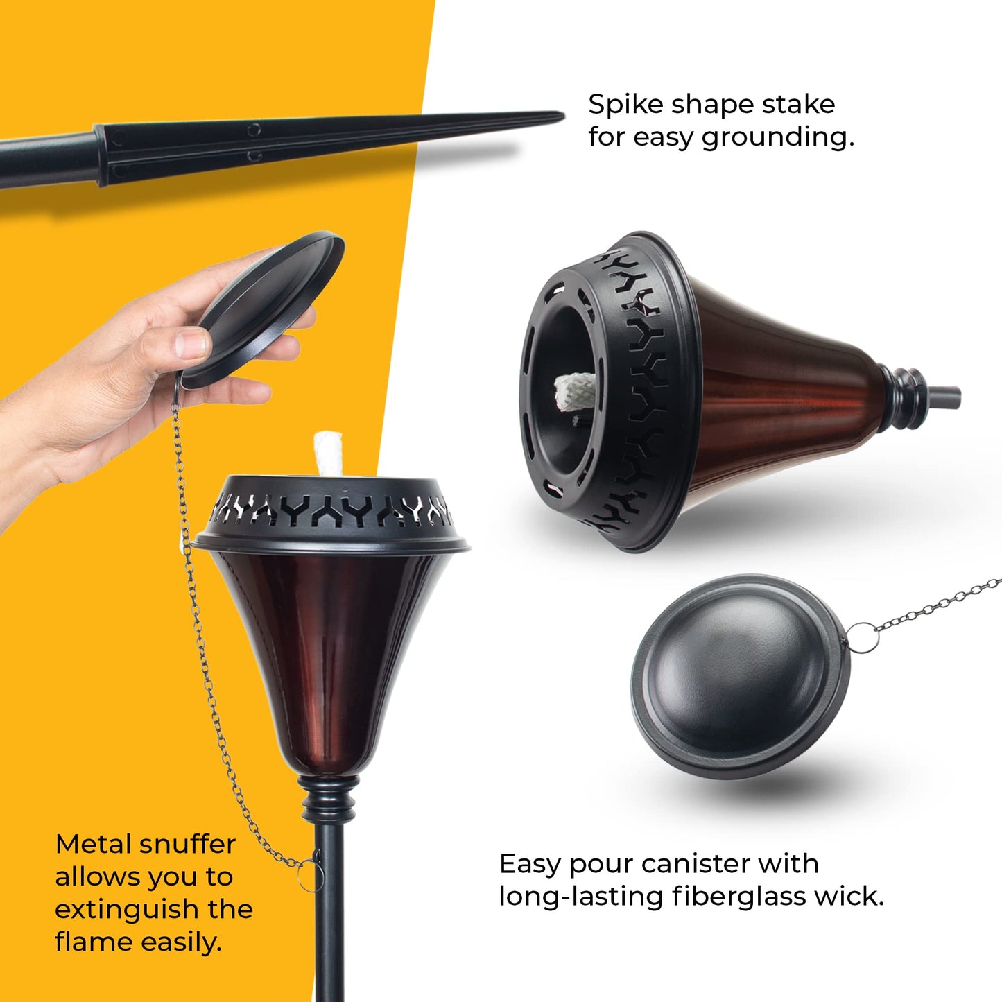 Rynx | Deco Window Garden Torch Set Of 2 - Large Flame Lemongrass Outdoor Lighting In Caramel Black