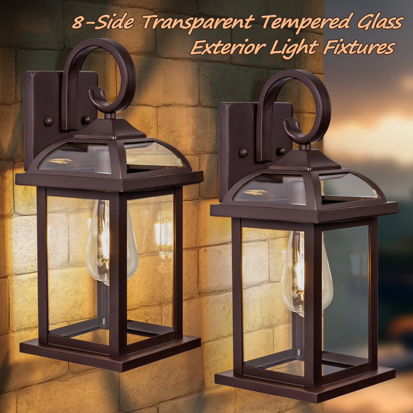 Rynx | Roravilila Oil Used Bronze Outdoor Wall Lamps, 2-Pack Ip65 Water Resistant Sconces