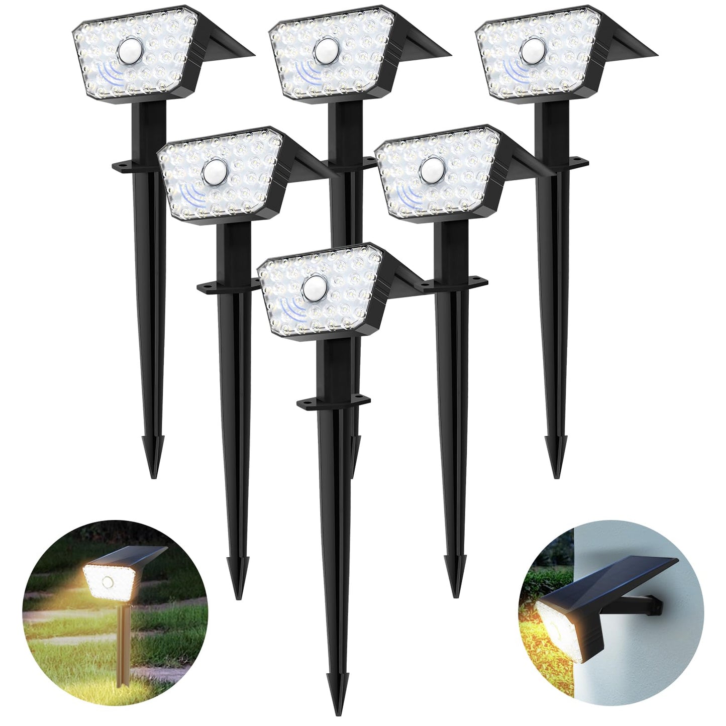 Rynx | Ailynice Solar Spotlights Outdoor Motion Sensor Solar Landscape Lighting Solar Outdoor Waterproof Ip67 4 Modes 2800K Solar Garden Lights Auto On/Off Outdoor Solar Lights For Garden-6 Pack