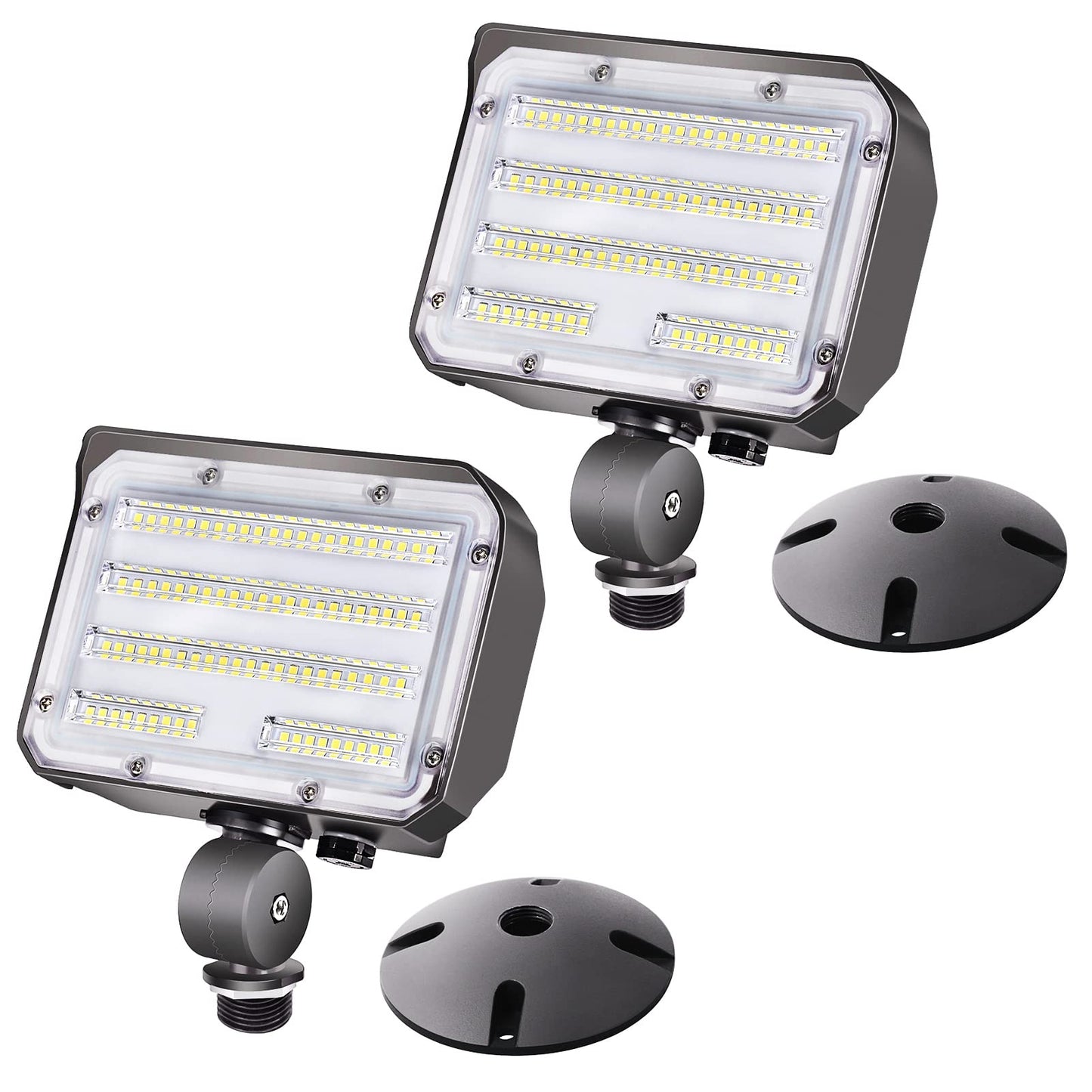 Rynx | Szgmjia 60W Led Break Mount Floodlight, Outdoor Security Floodlight Fixture With Base, Twilight-to-Year Round Photocell Daylight 7,800Lm(300W Equivalent) Ip65 Waterproof For Entrance Gardens (2Pack)