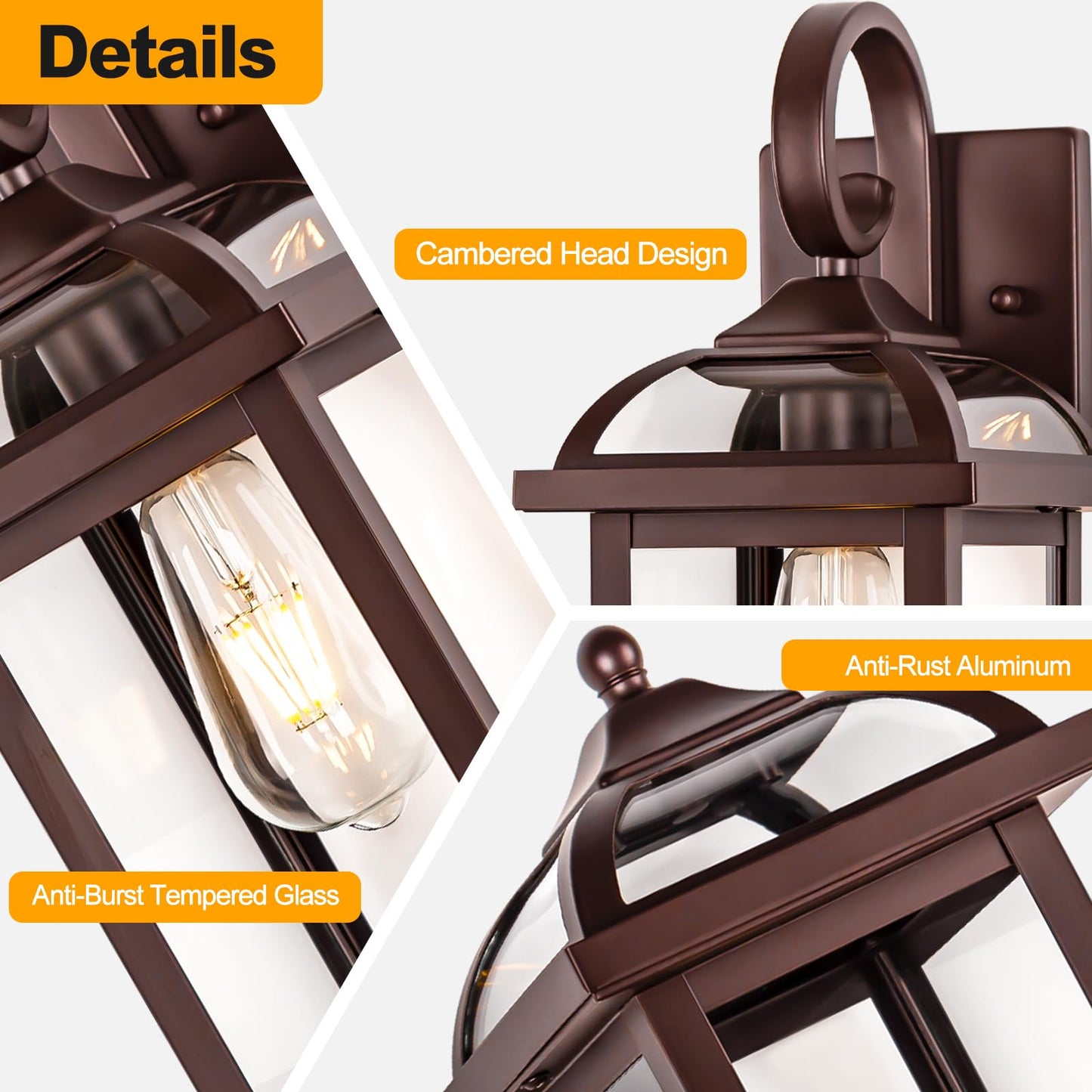 Rynx | Roravilila 18” Bronze Outdoor Wall Lamps, Waterproof Aluminum Wall Lamps, 2-Pack