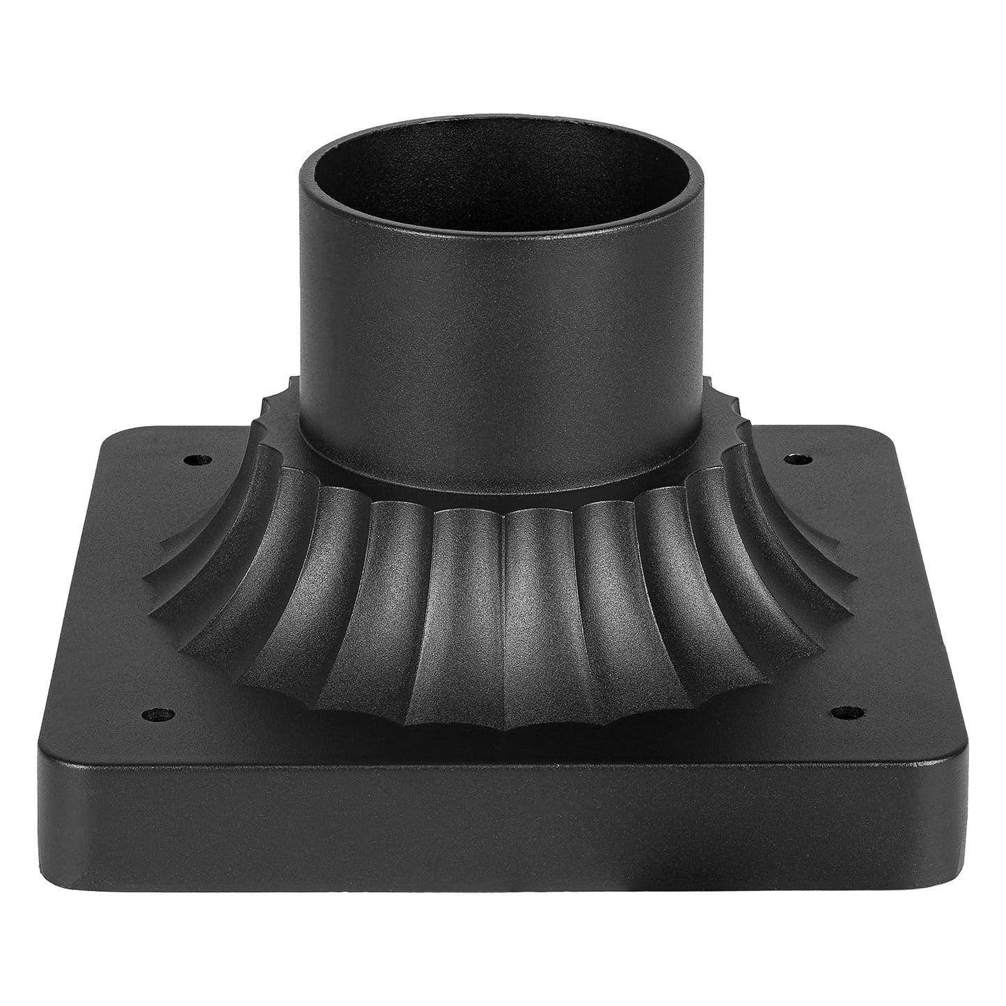 Rynx | Darkaway Outdoor Post Light Base, Post Light Adapter 3'' Large Pier Mount Base With Matte Black Finish For Deck Veranda Patio
